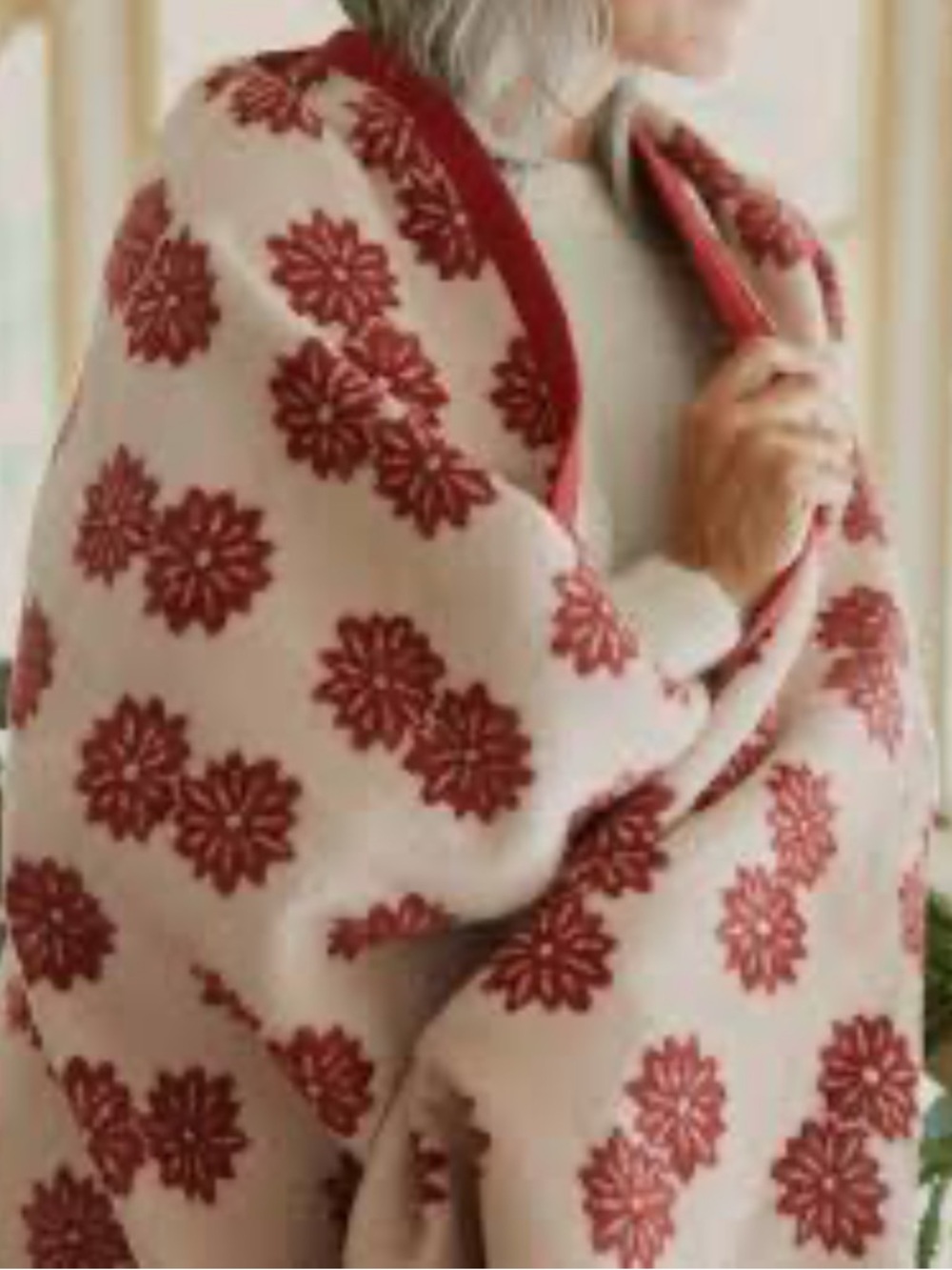 Chappywrap Winter Blooms Red Blanket Original Size
